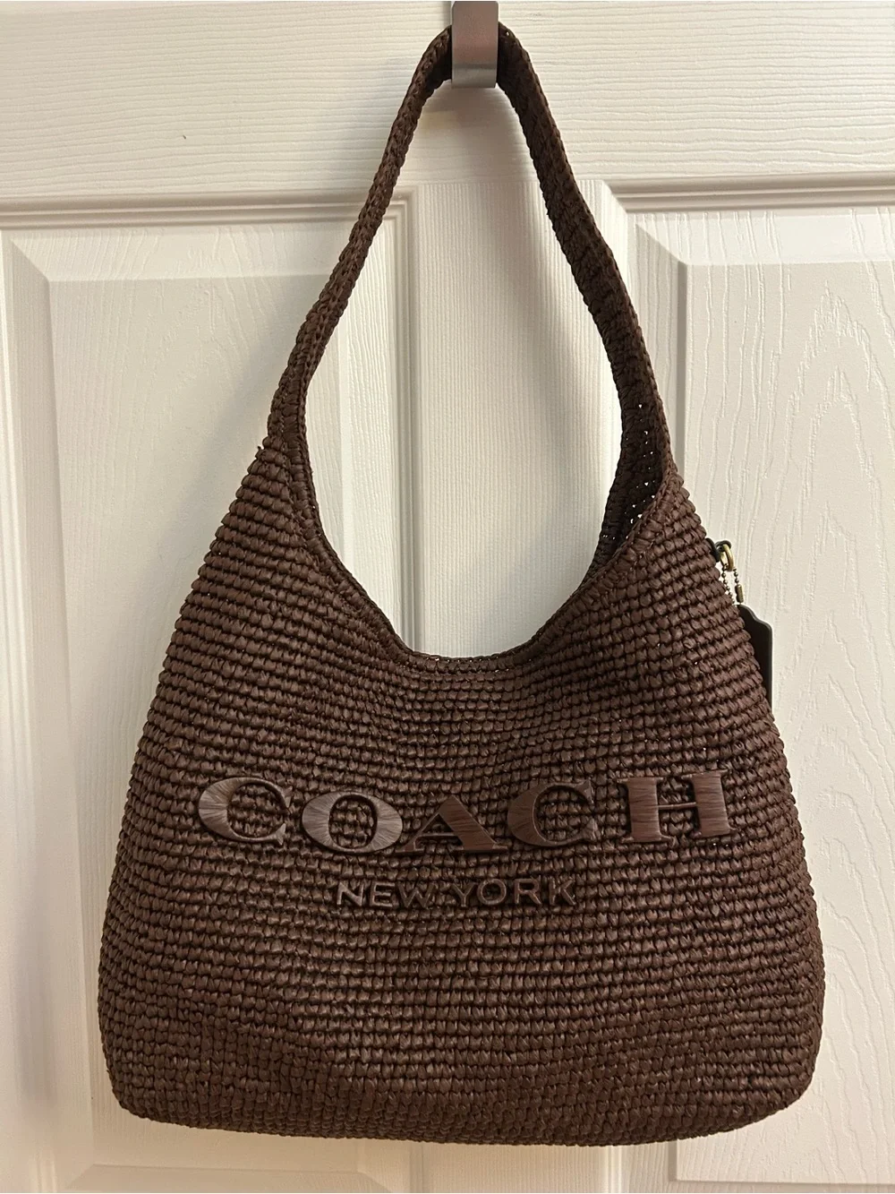 Coach Brown Woven Logo Hobo Bag